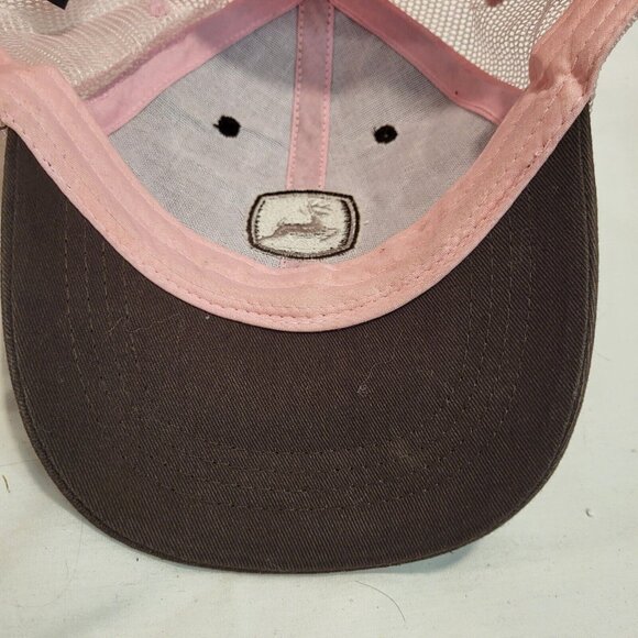 John Deere Pink Brown Hat Snapback Baseball Vintage Cap Dad Trucker - Picture 10 of 12